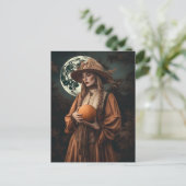 Vollmond-Hexe mit Kürbis Postkarte (Stehend Vorderseite)