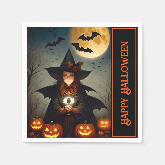 Vollmond-Hexe Serviette (Vorderseite)