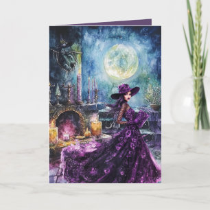 Vollmond Hexenzeit Halloween Karte