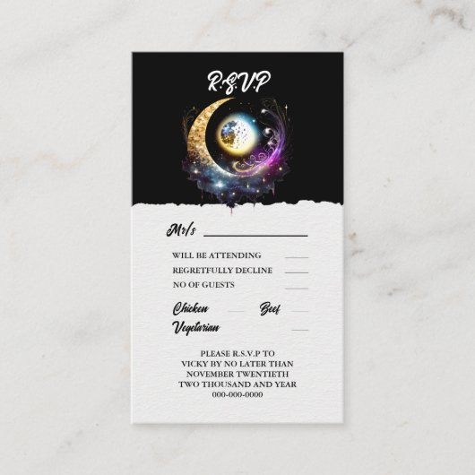 Vollmond himmlische Magenta Hinweiskarte (Vorderseite)