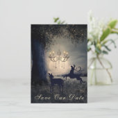 Vollmond, Hirsch, Landschaftlicher See Hochzeit Save The Date (Stehend Vorderseite)