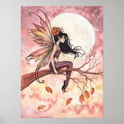 Vollmond im Herbst Feenposter Poster (Vorne)