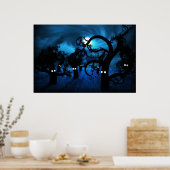 Vollmond im Mitternachtswald Poster (Küche)