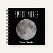 Vollmond im Space Theme Notebook mit Namen Notizblock (Vorderseite)