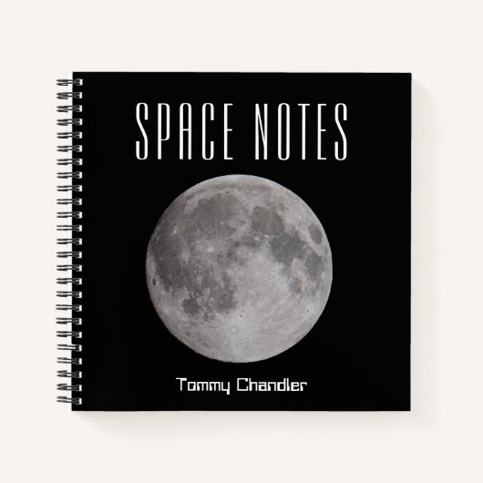 Vollmond im Space Theme Notebook mit Namen Notizblock (Vorderseite)