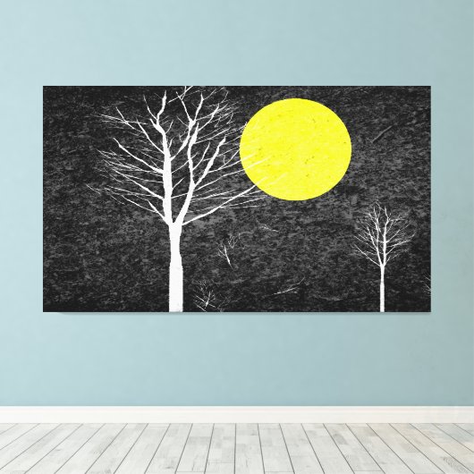 Vollmond in der Nacht | Abstrakte Malerei Leinwanddruck (Insitu (Holzboden))