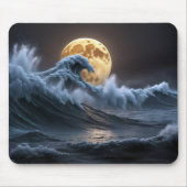 Vollmond in der Ozeanwelle Mousepad (Vorne)