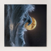 Vollmond in der Ozeanwelle Puzzle (Horizontal)