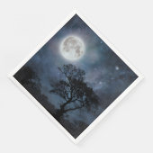 Vollmond in einem Sternenhimmel Serviette (Ecke)