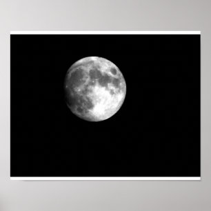 Vollmond in Schwarz und Weiß Poster