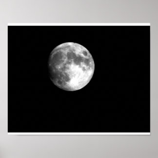Vollmond in Schwarz und Weiß Poster