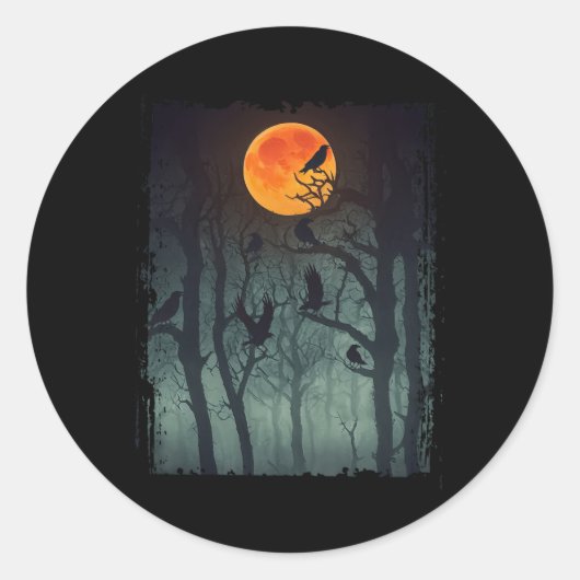 Vollmond Krow Gloomy Forest Kostüm Phantastisch Ha Runder Aufkleber (Vorderseite)
