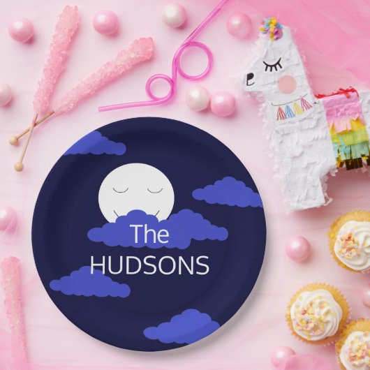 Vollmond lächeln mit dunklen Wolken: Pappteller (Party)