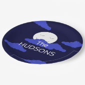 Vollmond lächeln mit dunklen Wolken: Pappteller (Schrägansicht)