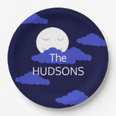 Vollmond lächeln mit dunklen Wolken: Pappteller (Vorderseite)