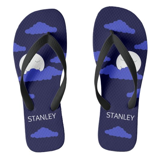 Vollmond lächeln mit Wolken: Dunkelblau Badesandalen (Fußbett)