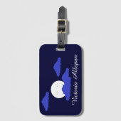 Vollmond lächeln mit Wolken: Dunkelblau Gepäckanhänger (Vorderseite Vertikal)