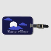 Vollmond lächeln mit Wolken: Dunkelblau Gepäckanhänger (Vorderseite (Horizontal))