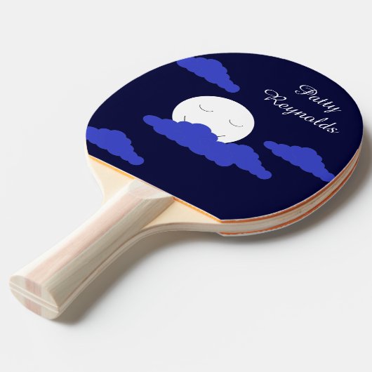 Vollmond lächeln mit Wolken: Dunkelblau Tischtennis Schläger (Vorderseite)
