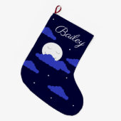 Vollmond lächeln mit Wolken: Großer Weihnachtsstrumpf (Vorderansicht (hängend))