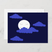 Vollmond lächeln mit Wolken Postkarte (Vorne/Hinten)