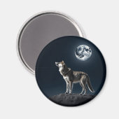 Vollmond leuchtet auf dem Wolf Magnet (Vorderseite/Rückseite)
