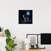Vollmond leuchtet auf dem Wolf Poster (Heimbüro)