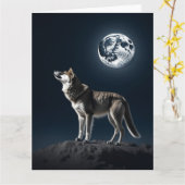 Vollmond leuchtet auf der Wolf-Blank Karte (Gelbe Blume)