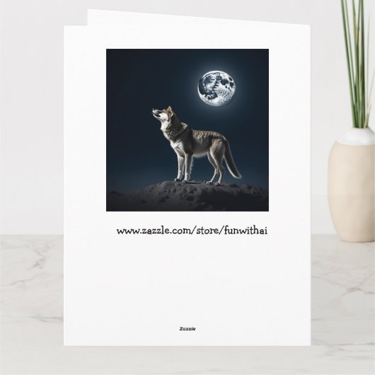 Vollmond leuchtet auf der Wolf-Blank Karte (Rückseite)