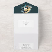 Vollmond Luna Himmel Sternennacht schwarz aquamari All In One Einladung (Außenbereich)