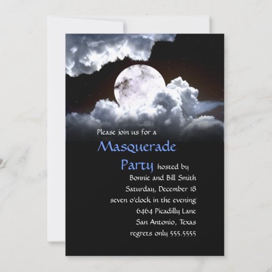 Vollmond-Masquerade-Party Einladung (Vorderseite)
