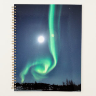 Vollmond mit Aurora Yellowknife Kanada Planer