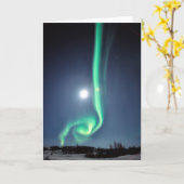 Vollmond mit Aurora | Yellowmesser Kanada Karte (Gelbe Blume)