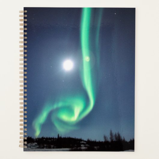 Vollmond mit Aurora | Yellowmesser Kanada Planer (Vorderseite)