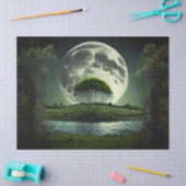 Vollmond mit Baum und Flussdekoupage Seidenpapier (Basteln)