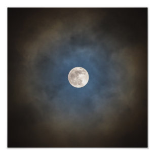 Vollmond mit blauem Halo Fotodruck