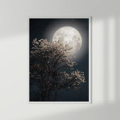Vollmond mit blühendem Baum Poster