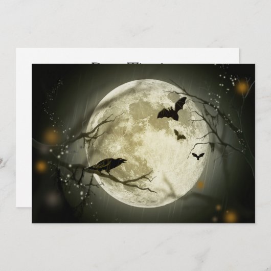 Vollmond mit einer Crow and Bats Einladung (Vorne/Hinten)