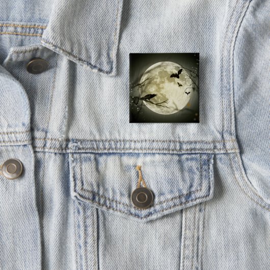Vollmond mit Fledermäusen und Raven Button (Beispiel)