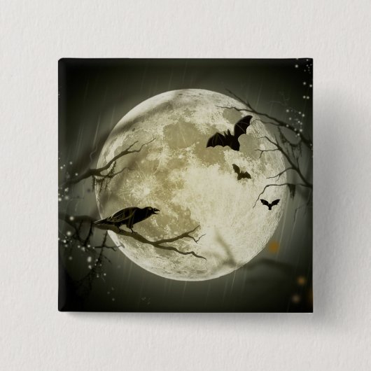 Vollmond mit Fledermäusen und Raven Button (Vorderseite)