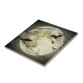 Vollmond mit Fledermäusen und Raven Fliese (Seite)