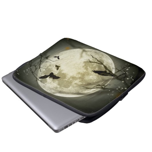 Vollmond mit Fledermäusen und Raven Laptopschutzhülle (Vorne Knopf)