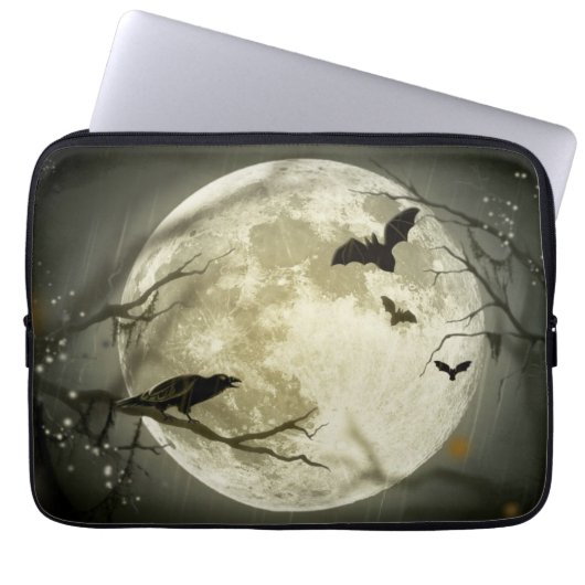 Vollmond mit Fledermäusen und Raven Laptopschutzhülle (Vorderseite)
