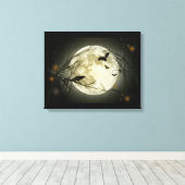 Vollmond mit Fledermäusen und Raven. Leinwanddruck (Insitu (Holzboden))
