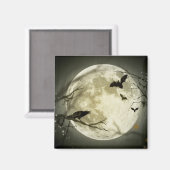 Vollmond mit Fledermäusen und Raven Magnet (Vorderseite/Rückseite)