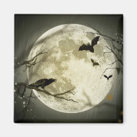Vollmond mit Fledermäusen und Raven