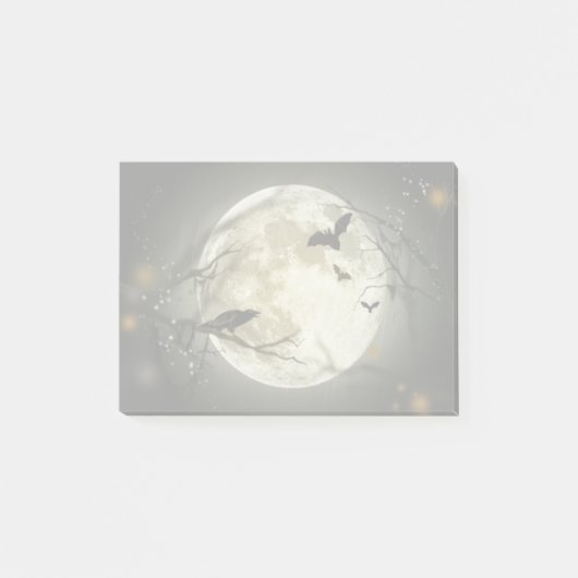 Vollmond mit Fledermäusen und Raven Post-it Klebezettel (Vorderseite)
