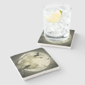 Vollmond mit Fledermäusen und Raven Steinuntersetzer (Seitenansicht)