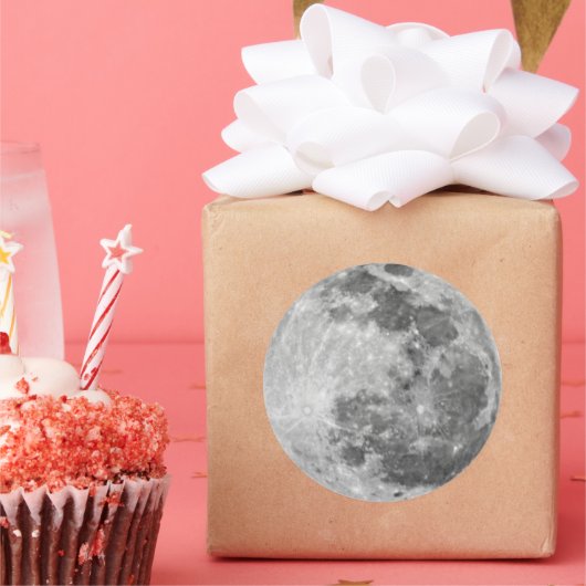 Vollmond mit Kratern Runder Aufkleber (Party)