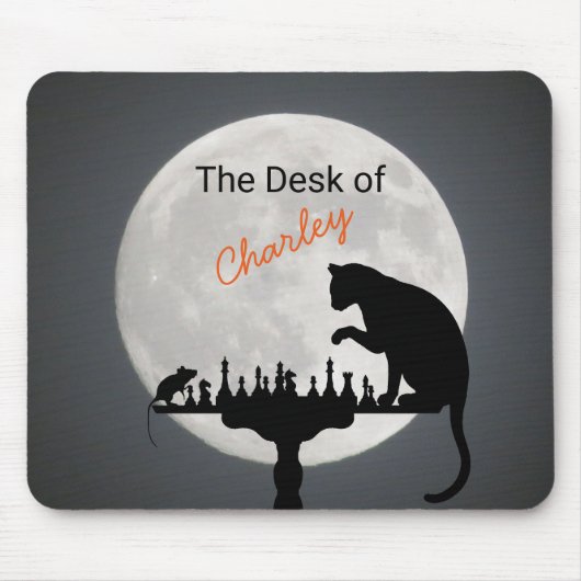 Vollmond mit Maus und Katzenschach Mousepad (Vorne)